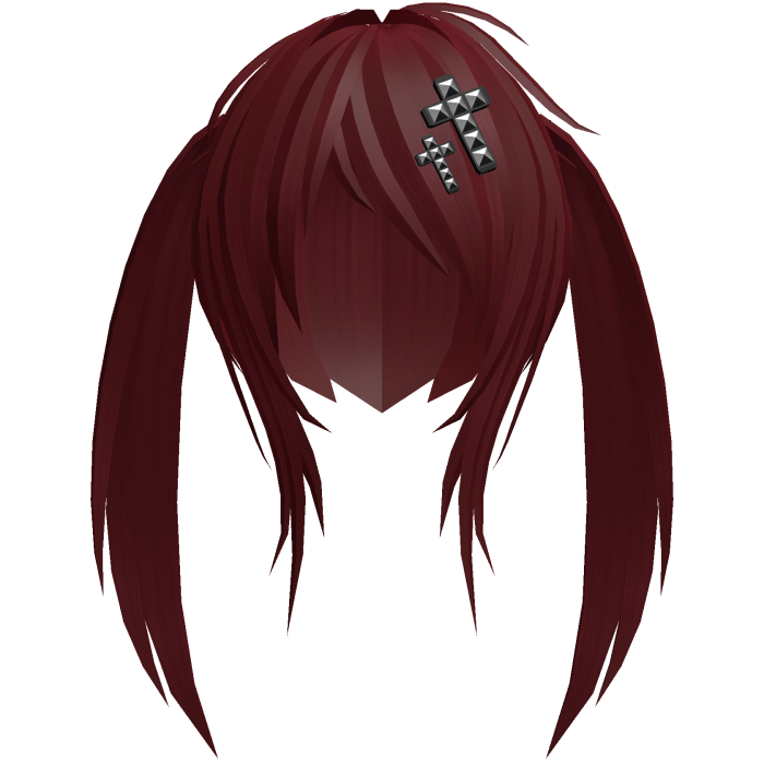 Long red emo pigtails with cross
