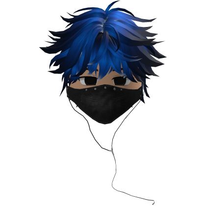 Cute Emo Boy Headphones Mask black Y2K ( blue )