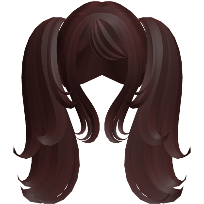 Long layered wispy fluffy pigtails in dark red