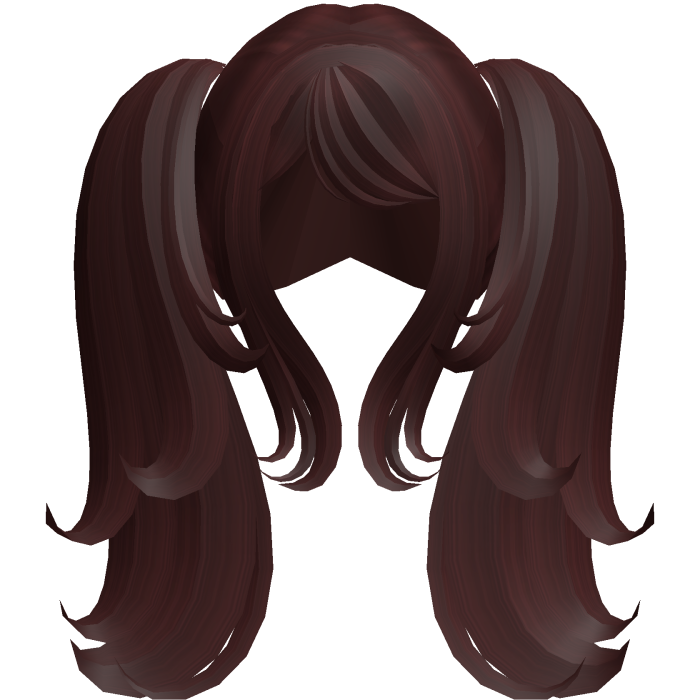 Long layered wispy fluffy pigtails in dark red