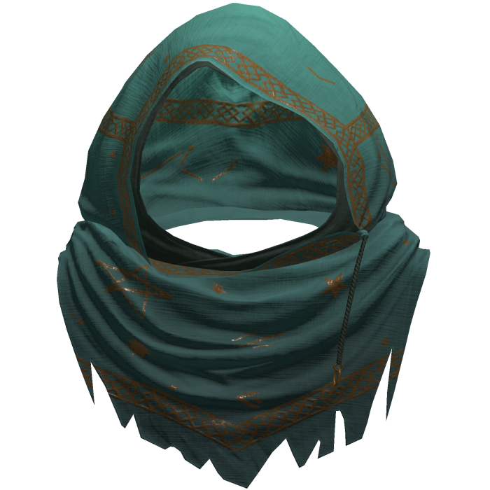Teal Sorcerer Distressed Rune Hood