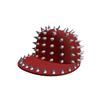 Red Metal Spiked Snapback Baseball Hat