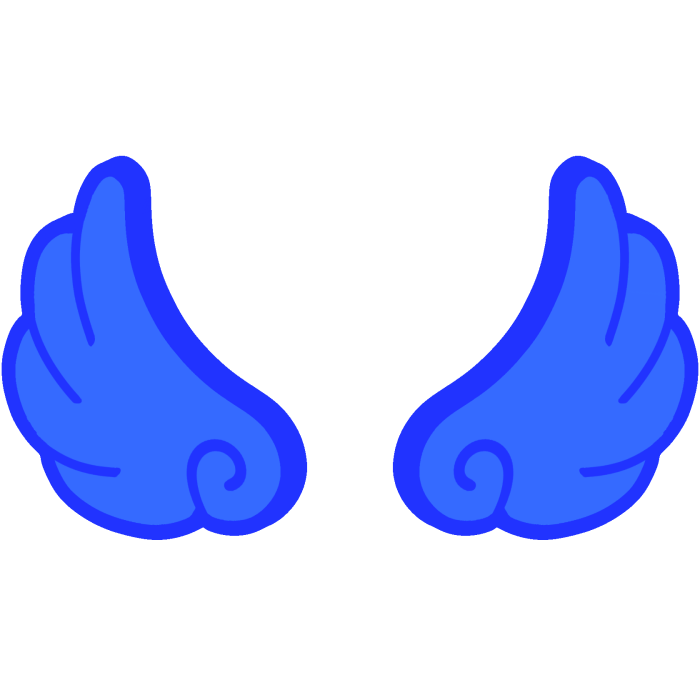 ♡ Cute Flared Glowing Angel Wings in Dark Blue