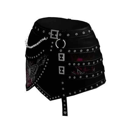 ✧♡✧ Black Goth Studded Leather Mini Skirt Roblox item thumbnail