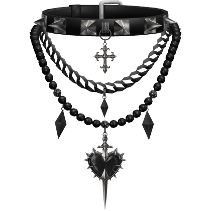 Layered Goth Heart Necklace