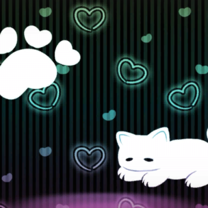 Sleeping Cyan Pink Cat Emo Background