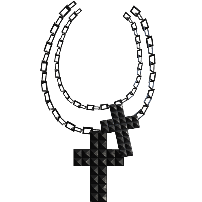 Black Studded Cross Waist Chain (Right)