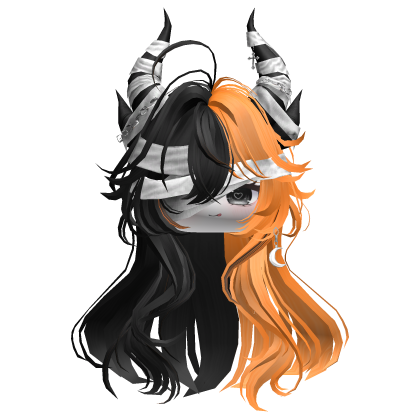 Horned Anime Demon Wolfcut (Black&Gray)