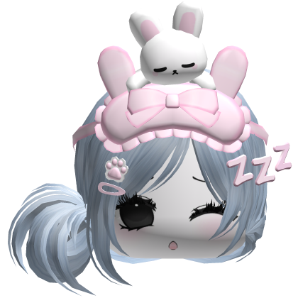 Kawaii Moe Sleepy Cute Bunny Anime Hair Sky Blue Roblox item