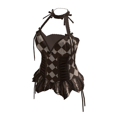 Coquette Diamond Corset Top (Brown N Cream)