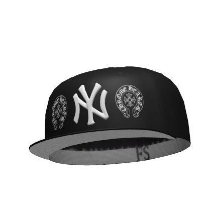 Black NY Chrome Tilted Fitted Cap