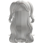 Wavy Layered White Hair With Cute Ponytails
