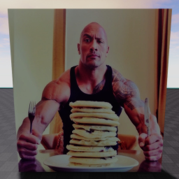 Sitting in front of the rock while he eats pancake icon
