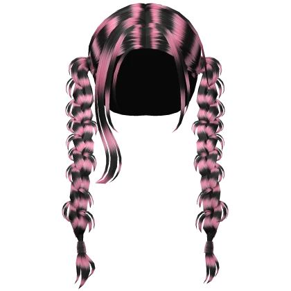 Country Girl Braids in Pink Raccoon Stripes Roblox item thumbnail