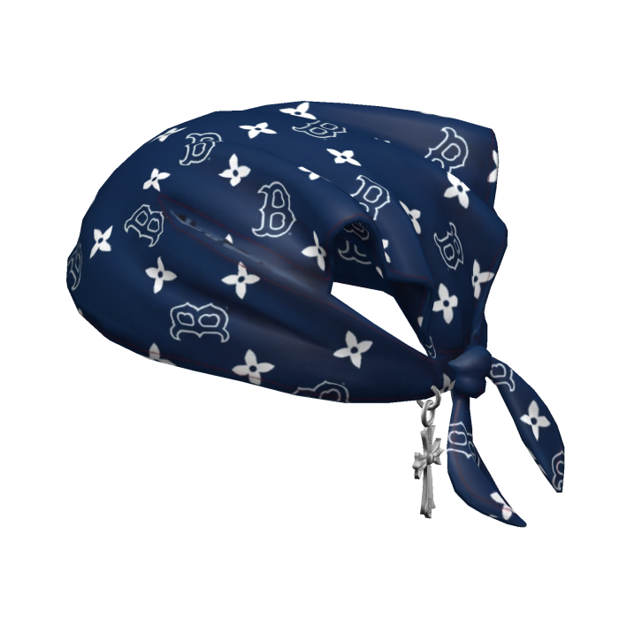 Tied LV X Boston Red Sox Bandana with Cross Chain