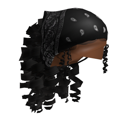 Curly Black Ponytail w/ Bandana Roblox item