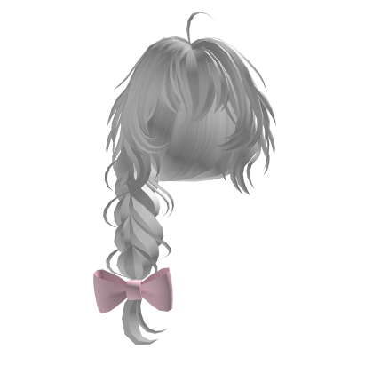 White Anime Ponytail Braid (Pink Bow) Roblox item