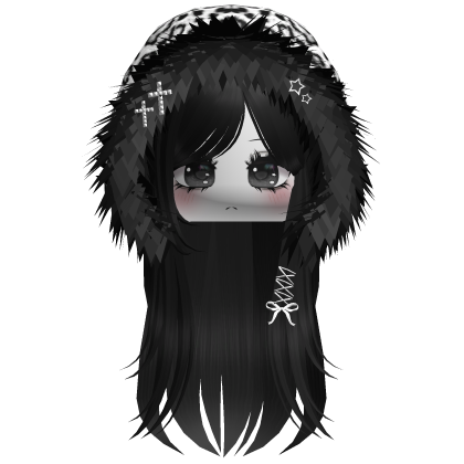 White Snow Leopard Hood Girl Black