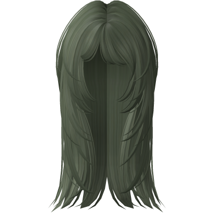 layered anime moe emo messy long hair (green) Roblox item