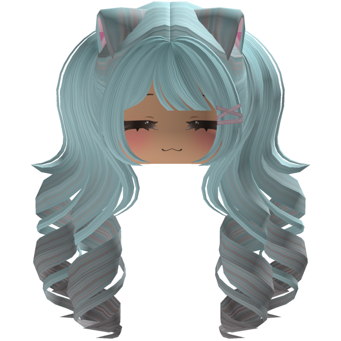 Cute hair emo Y2K cat-ear braids (blue)