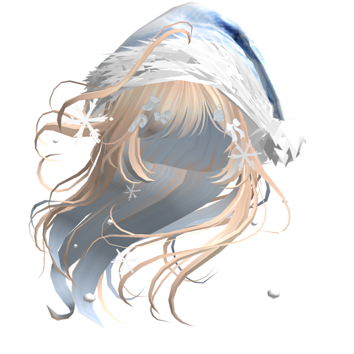 Lush Windy Hair w/Santa Hat (Blonde&Blue)