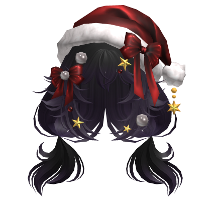 Festive Curly Christmas Ribbon Pigtails Twilight