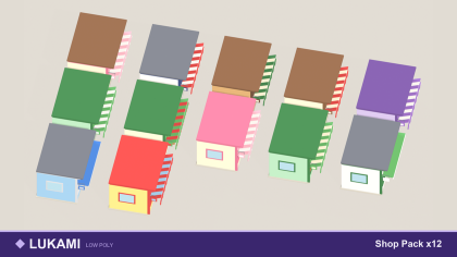 Low Poly Shop Pack x12 Storefront Roleplay Town preview 1