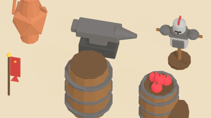Low Poly Medieval Fantasy RPG Props Village x60 preview 2