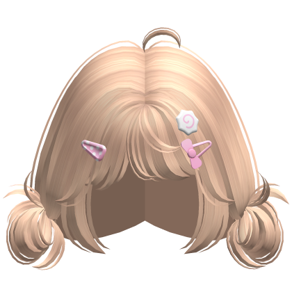 ♡ Cute Loose Low Mini Buns w Hairclips (Blonde) Roblox item
