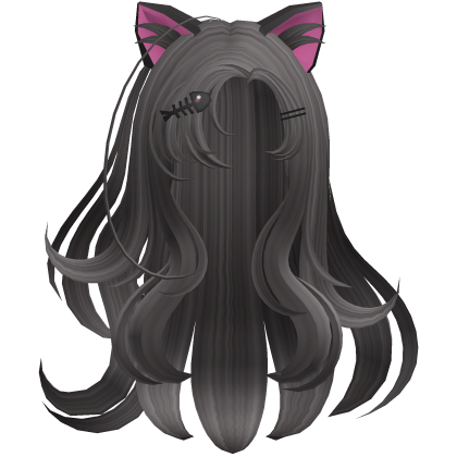 Halloween Grey Hair with Cat Ears and Fish Clip Roblox item