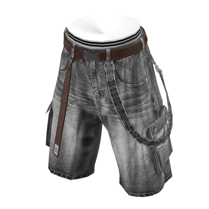💗Y2K BERMUDA CARGO DENIM SHORTS_GREY
