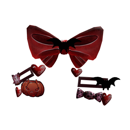 Red Pink Vampire Bat Bow Hair Clips Halloween