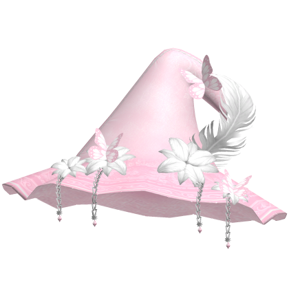 Halloween Magical Witch Hat Flowers Pink White Roblox item