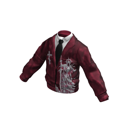 Red Y2K Angel Graphic Jacket w/ Tie