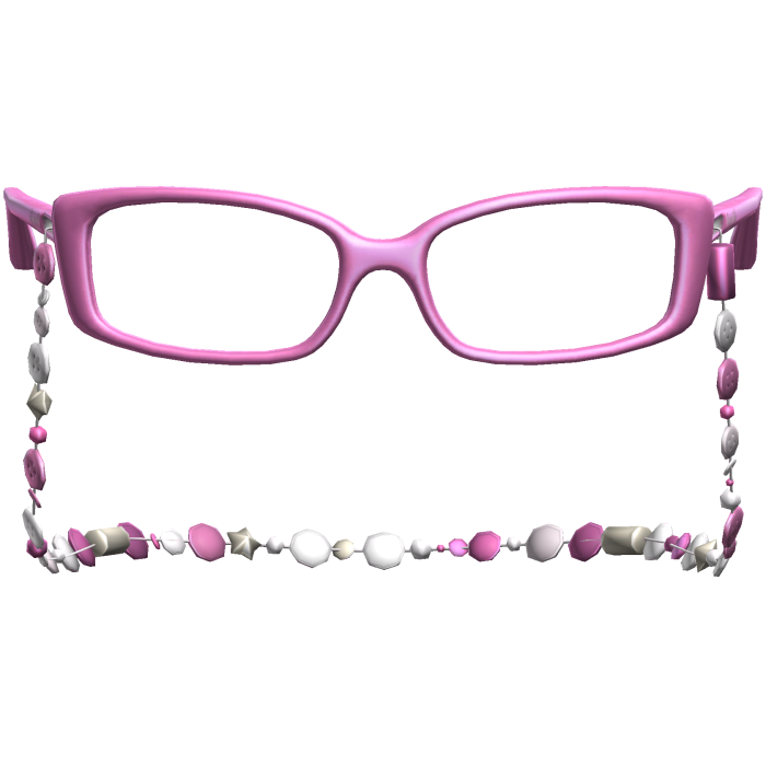 Retro Gyaru Button Beads Glasses Pink White