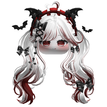 Goth Wavy Pigtails w/Headband (White)