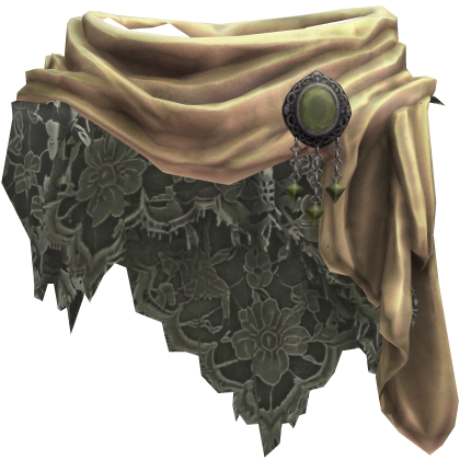 Gold Olive Lace Scarf with Brooch