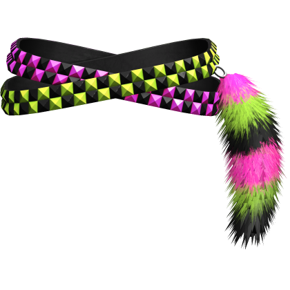 Pink Green Studded Scene Belt Fur Keychain Right