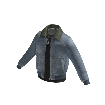 Fleece Collar Denim Jacket (Light Blue)