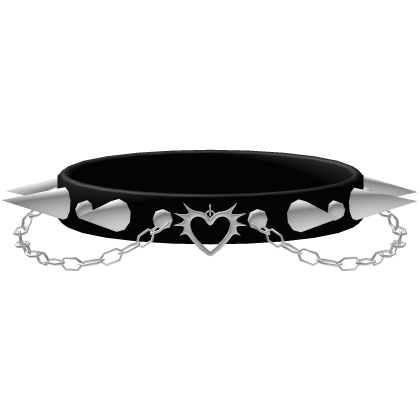 Black Silver Vkei Spiked Heart Chain Choker