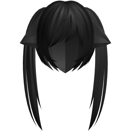  shy silly emo moe pigtails with tufts in black Roblox item