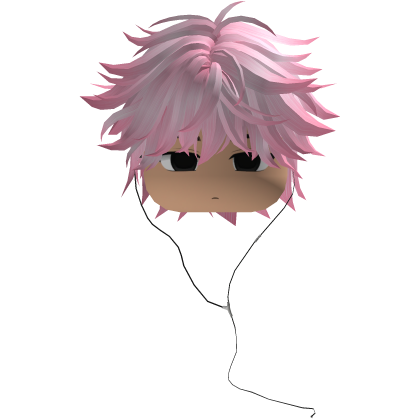 Y2K emo boy with headphones, pink hair