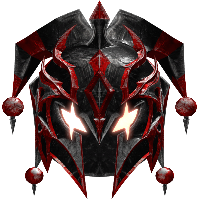 Red Glowing Jester Knight Helmet