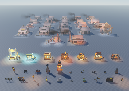 Steampunk Town Kit - 7 Stations, NPCs, 20 Props preview 1