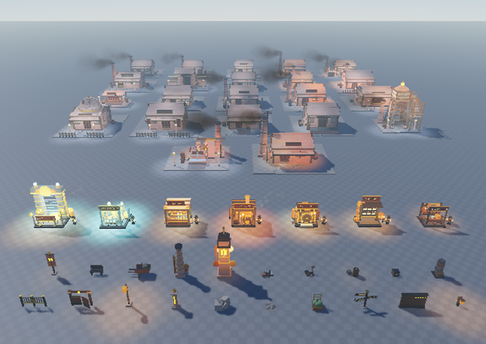 Steampunk Town Kit - 7 Stations, NPCs, 20 Props preview 1
