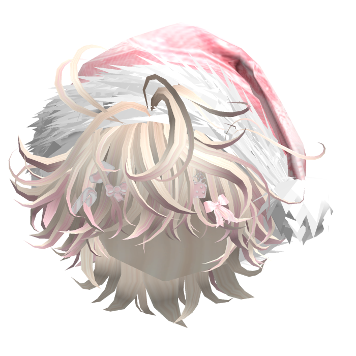 Messy Hair w/Christmas Santa Hat (Dark Red)