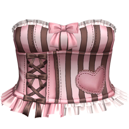 Coquette Ruffled Frilly Brown & Pink Doll Corset