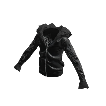 ʚ♡ɞ Emo Vkei Gothic Black Leather Fur Jacket | Roblox Item