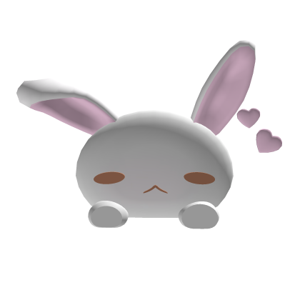 cute dolly white bunny with pink hearts on ur head Roblox item