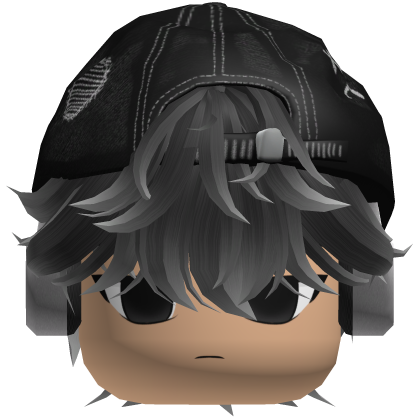 💯Ash Messy Anime Boy Emo Hair/Y2K Hat V6 Roblox item